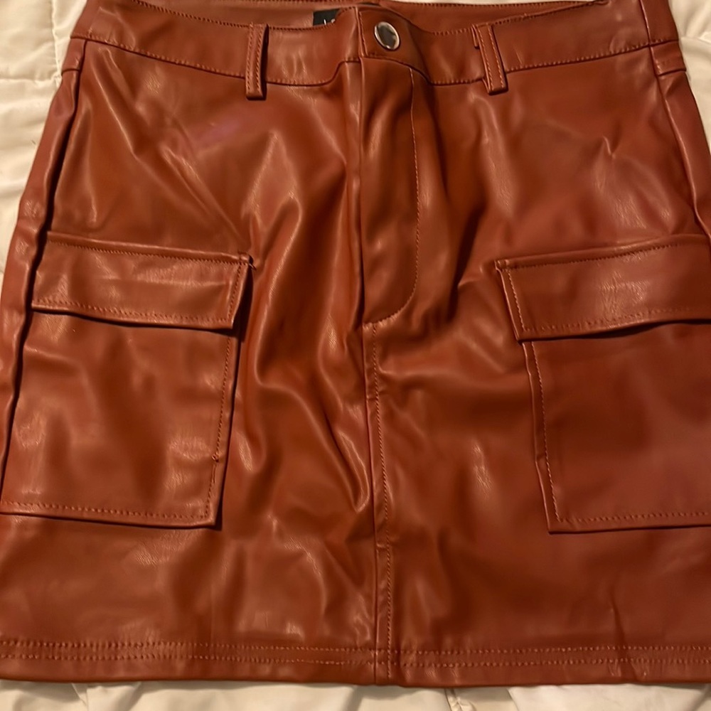 PI Leather mini skirt